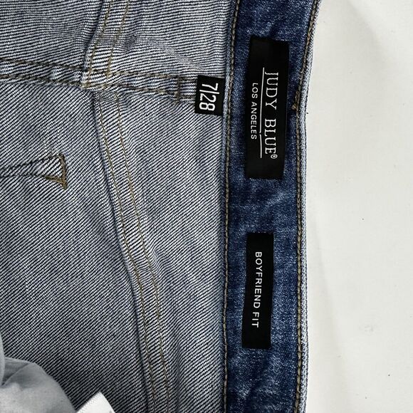 Judy Blue Jeans Womens 28 Blue Boyfriend Midrise Distressed Stretch - Picture 8 of 16